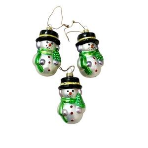 Three Vintage Mercury Glass Snowman Christmas Ornaments Bundle & Save